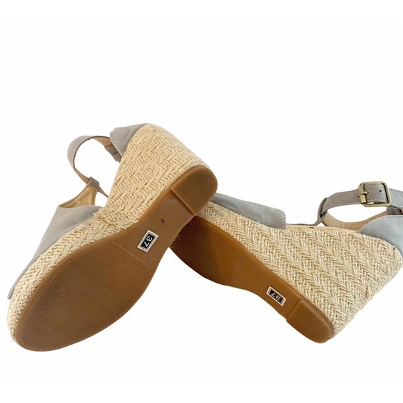 Faux Suede Blue Espadrille, Buckle Closure, 37 - Picture 4 of 5